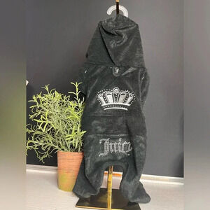 Juicy Couture Black Terry Bling Tracksuit Hoodie Pet Dog Apparel Size XS/S NWT